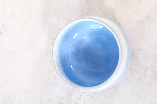 Japanese ceramic bowl with blue gradient glaze