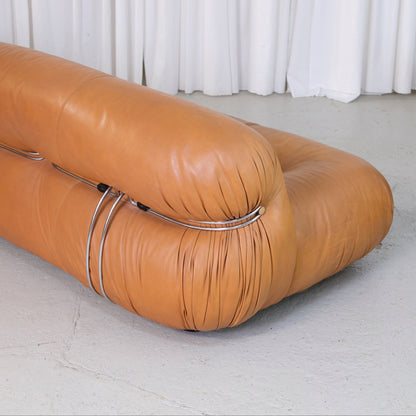 Tobia Scarpa Soriana Sofa in Cognac Leather for Cassina