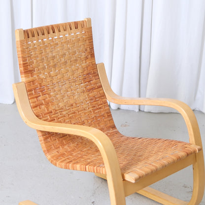 Alvar Aalto 406 Lounge Chairs with Rattan for Artek
