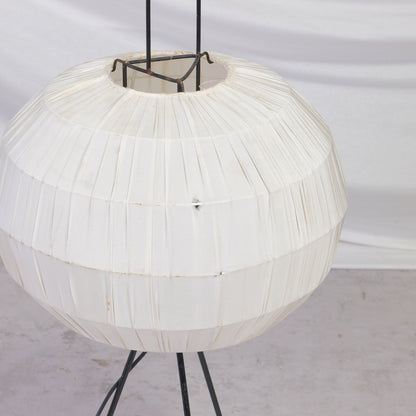 Vintage Tripod Floor Lamp with Silk Shade, 1940s