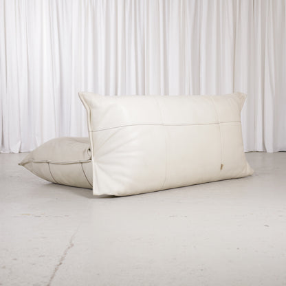 Yoko sofa in cream leather, rear three-quarter view