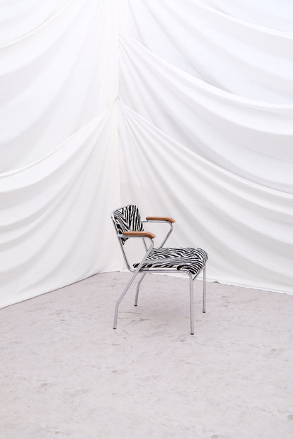 Set of 6 Vintage Tubular Steel Chairs with Zebra Upholstery