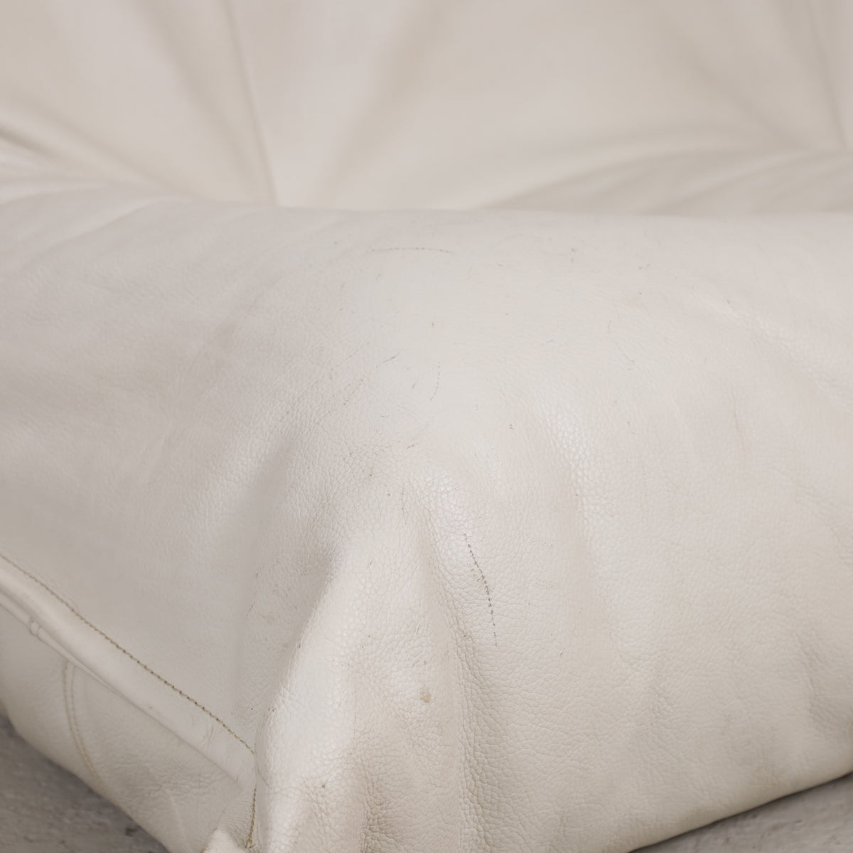 Seat folds and leather surface on Yoko two-seater