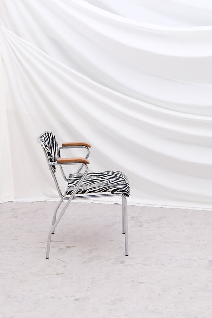 Set of 6 Vintage Tubular Steel Chairs with Zebra Upholstery