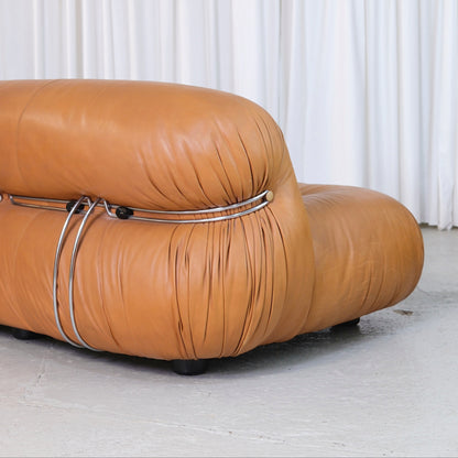 Tobia Scarpa Soriana Sofa in Cognac Leather for Cassina