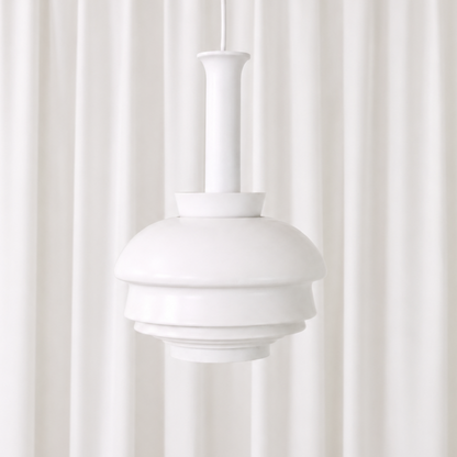 Vintage A335B pendant lamp designed by Alvar Aalto for Artek and manufactured in Finland by Valaisinpaja. A classic white Finnish design lamp.