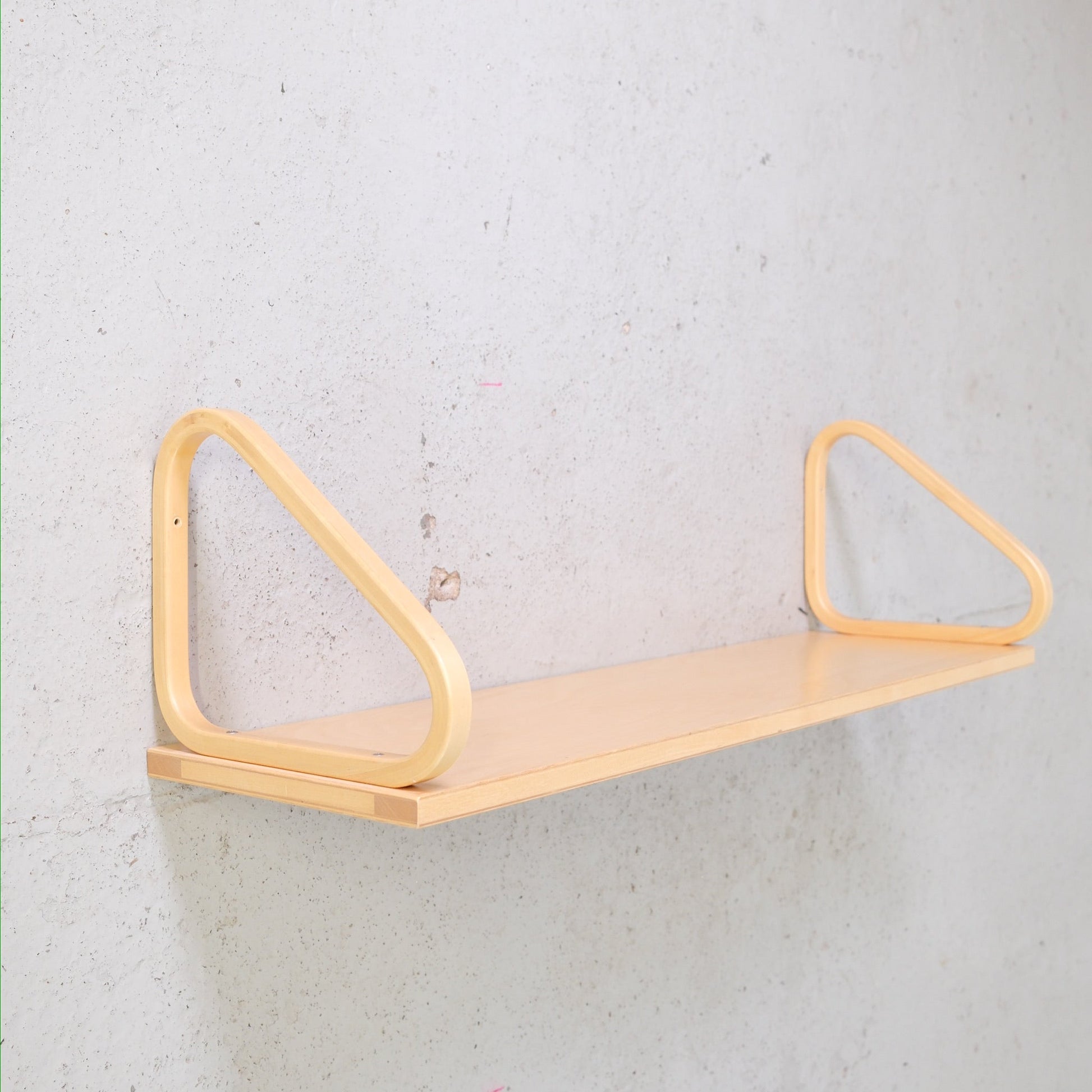 Artek 112B birch wall shelf by Alvar Aalto with bentwood brackets