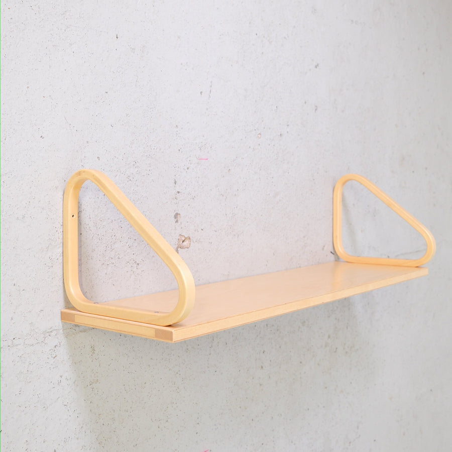 Artek 112B birch wall shelf by Alvar Aalto with bentwood brackets