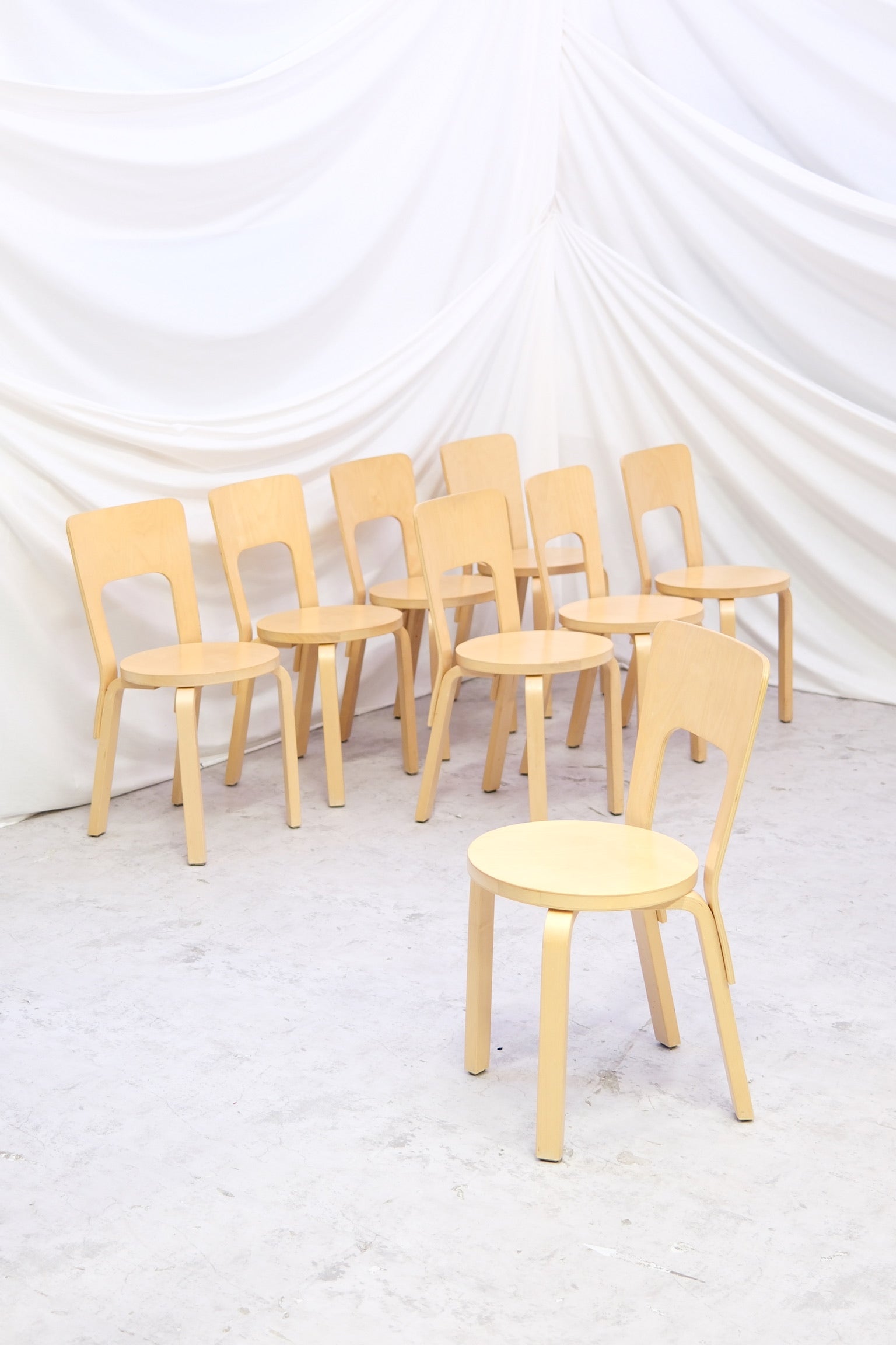 Original Artek 66 chair designed by Alvar Aalto. Solid birch, very good condition, year 2011. Available individually. Worldwide shipping from Finland.