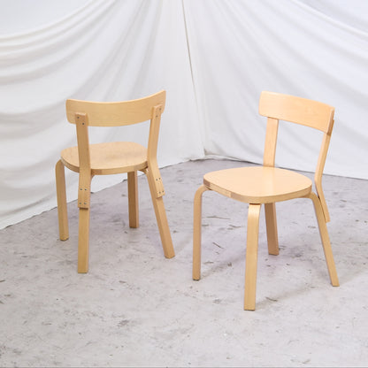 Vintage Artek 69 chairs by Alvar Aalto in very tidy condition with minimal wear. Sold individually. Helsinki pickup or delivery in Finland, worldwide shipping available.