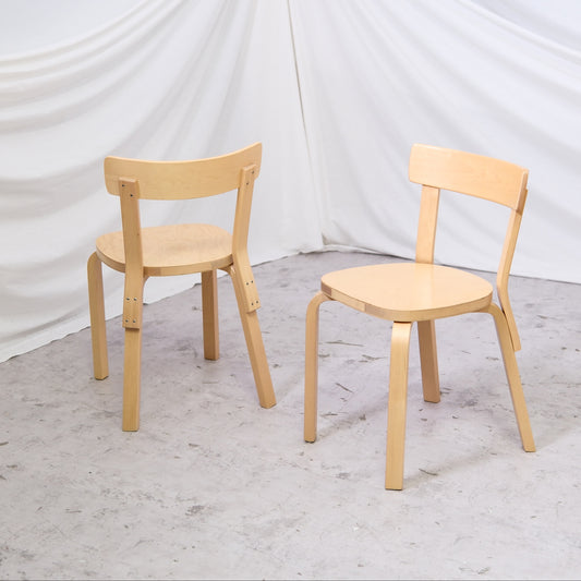 Vintage Artek 69 chairs by Alvar Aalto in very tidy condition with minimal wear. Sold individually. Helsinki pickup or delivery in Finland, worldwide shipping available.