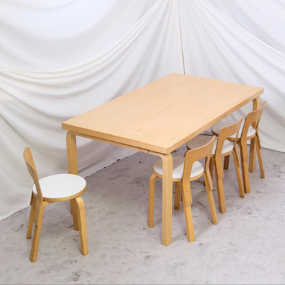 Vintage Artek 82A table by Alvar Aalto in birch. Size 150 x 80 cm. Clean look with light wear. Available in Helsinki with worldwide shipping and delivery in Finland.