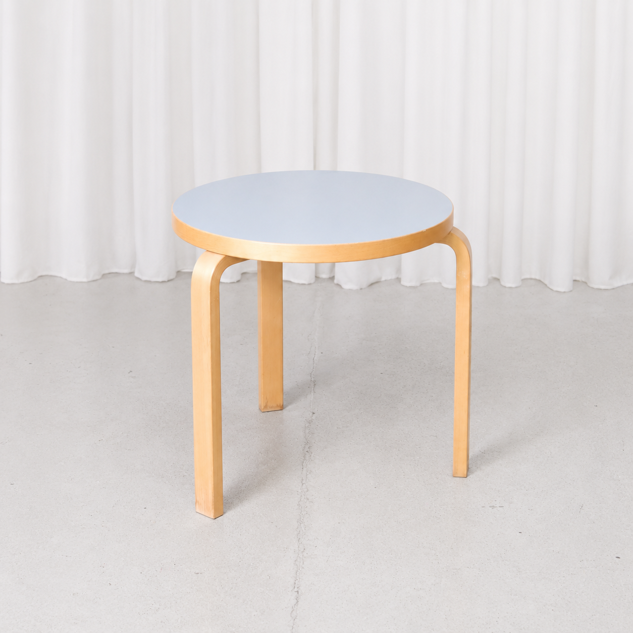 Original Artek 90C table with a light blue top and natural birch legs, designed by Alvar Aalto. Manufactured in 2013 and in excellent condition.
