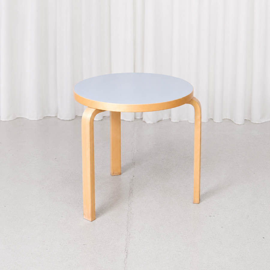 Original Artek 90C table with a light blue top and natural birch legs, designed by Alvar Aalto. Manufactured in 2013 and in excellent condition.