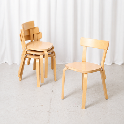 Vintage Artek Chair 69 in natural birch, designed by Alvar Aalto in 1935. Classic Finnish design in good vintage condition.