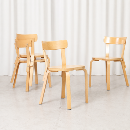 Vintage Artek Chair 69 by Alvar Aalto in natural birch. Very good used condition.