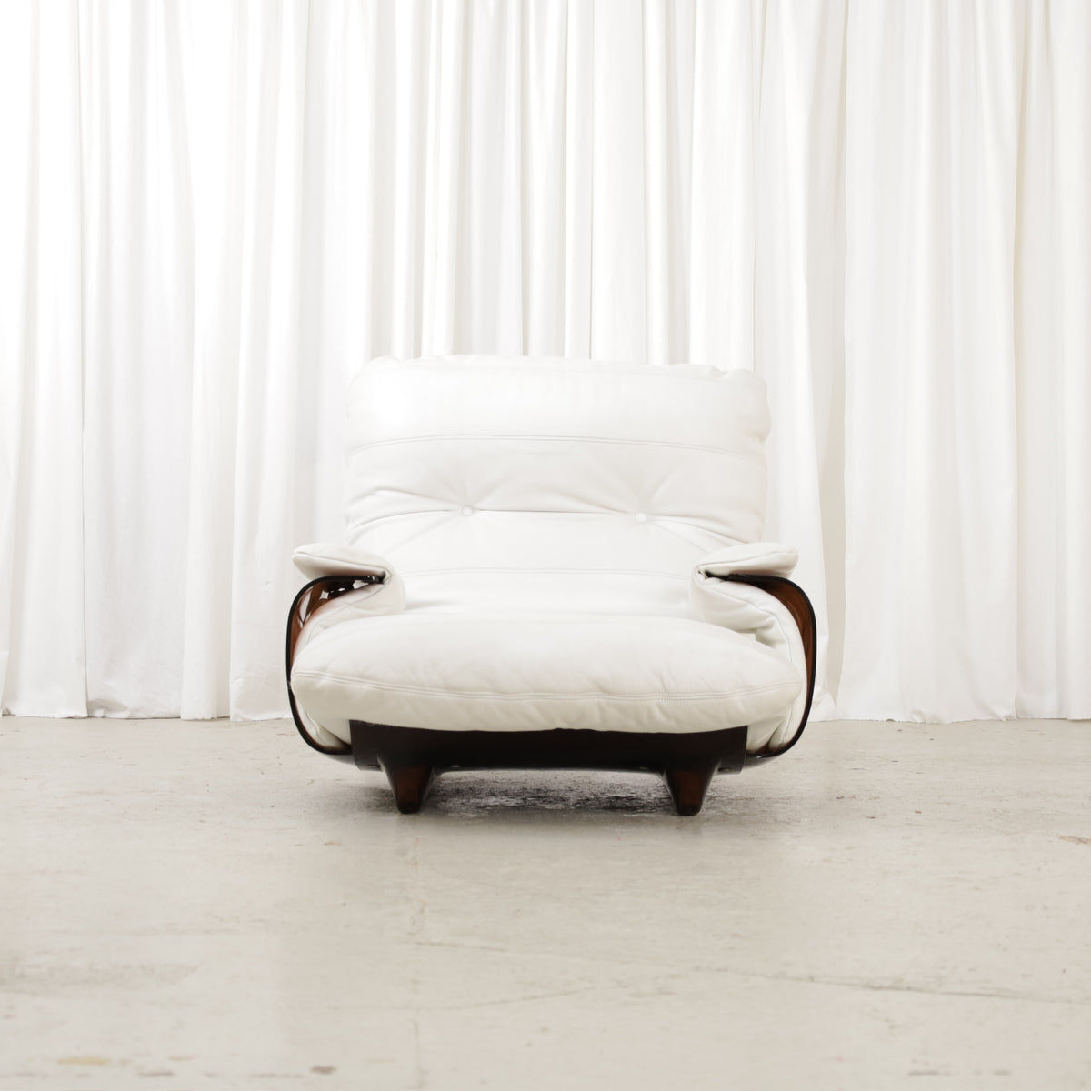 Front view of white lounge chair