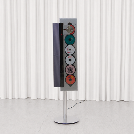 Vintage Bang & Olufsen BeoSound 9000 designed by David Lewis. An iconic CD player and audio system combining sculptural design with B&O engineering.
