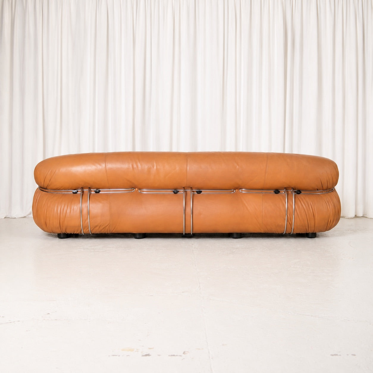 Tobia Scarpa Soriana Sofa in Cognac Leather for Cassina