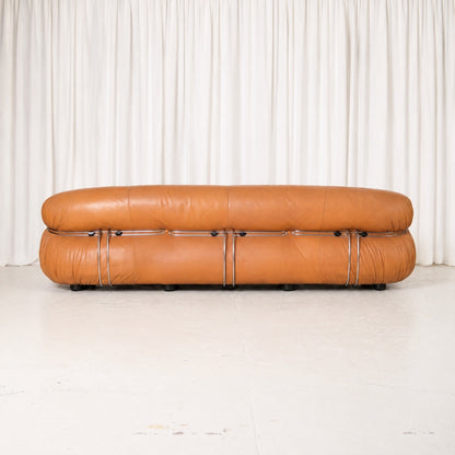 Tobia Scarpa Soriana Sofa in Cognac Leather for Cassina