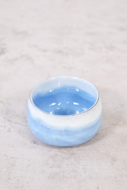 Japanese ceramic bowl with blue gradient glaze