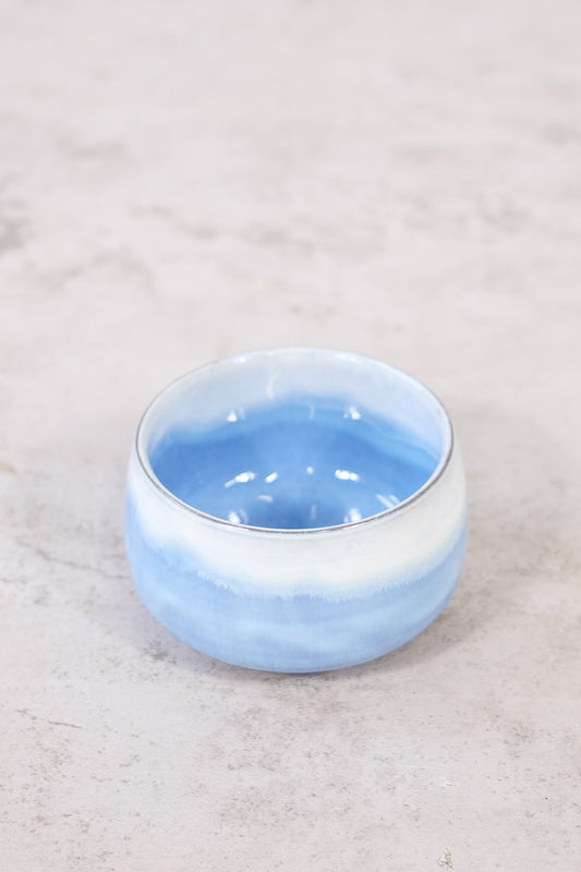 Japanese ceramic bowl with blue gradient glaze