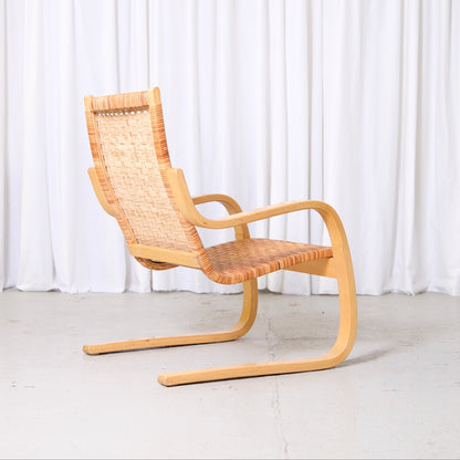 Alvar Aalto 406 Lounge Chairs with Rattan for Artek