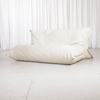 Michel Ducaroy Yoko two-seater sofa in cream leather, front angle