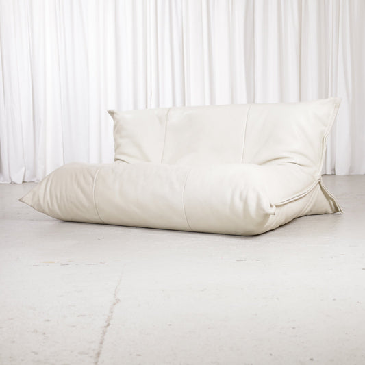 Michel Ducaroy Yoko two-seater sofa in cream leather, front angle