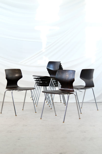 Flötotto Pagholz 1970s Vintage Chrome and Wood Chairs