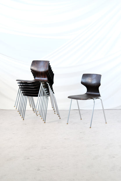 Flötotto Pagholz 1970s Vintage Chrome and Wood Chairs
