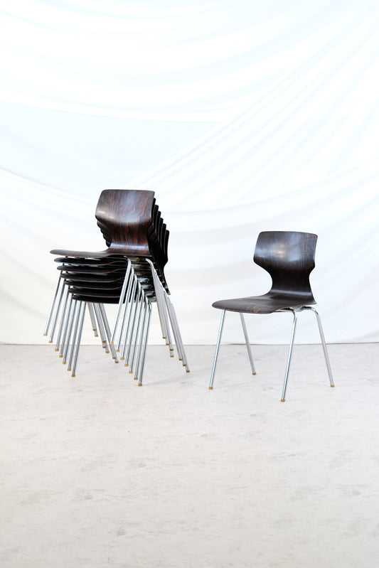 Flötotto Pagholz 1970s Vintage Chrome and Wood Chairs