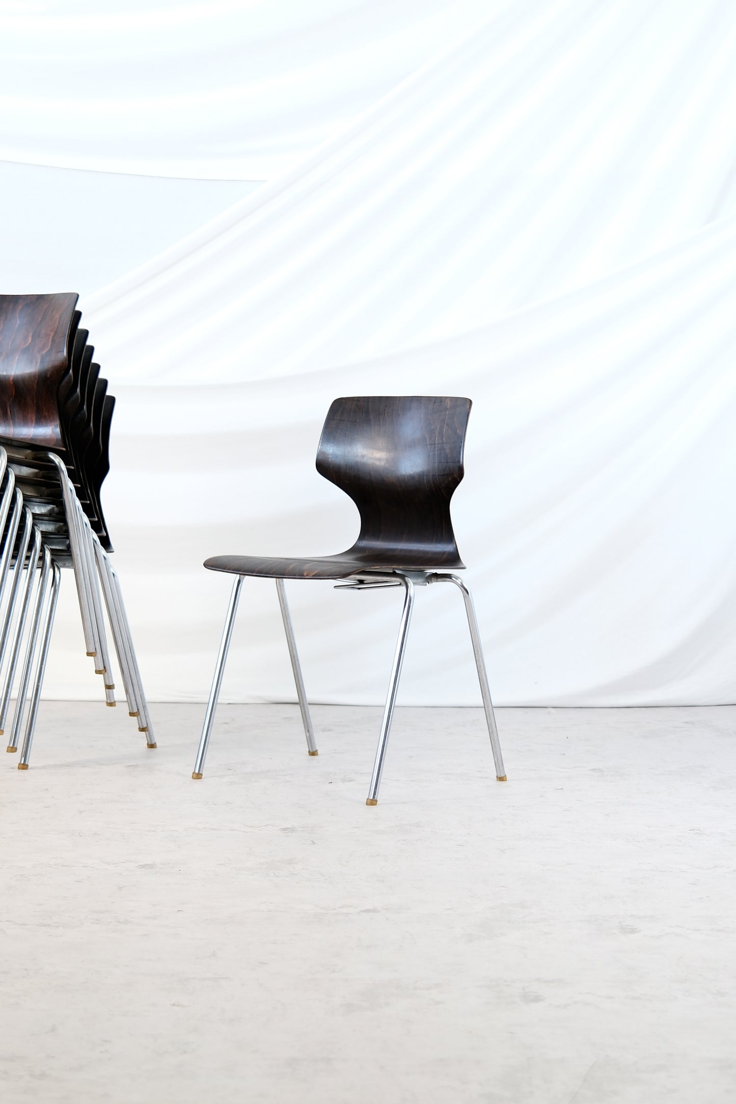 Flötotto Pagholz 1970s Vintage Chrome and Wood Chairs