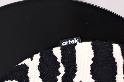 Artek E60 Stools, Black with Zebra Cushions