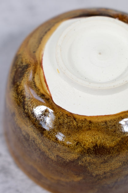 Japanese Chawan with Earth-Toned Glaze (with Tomobako)