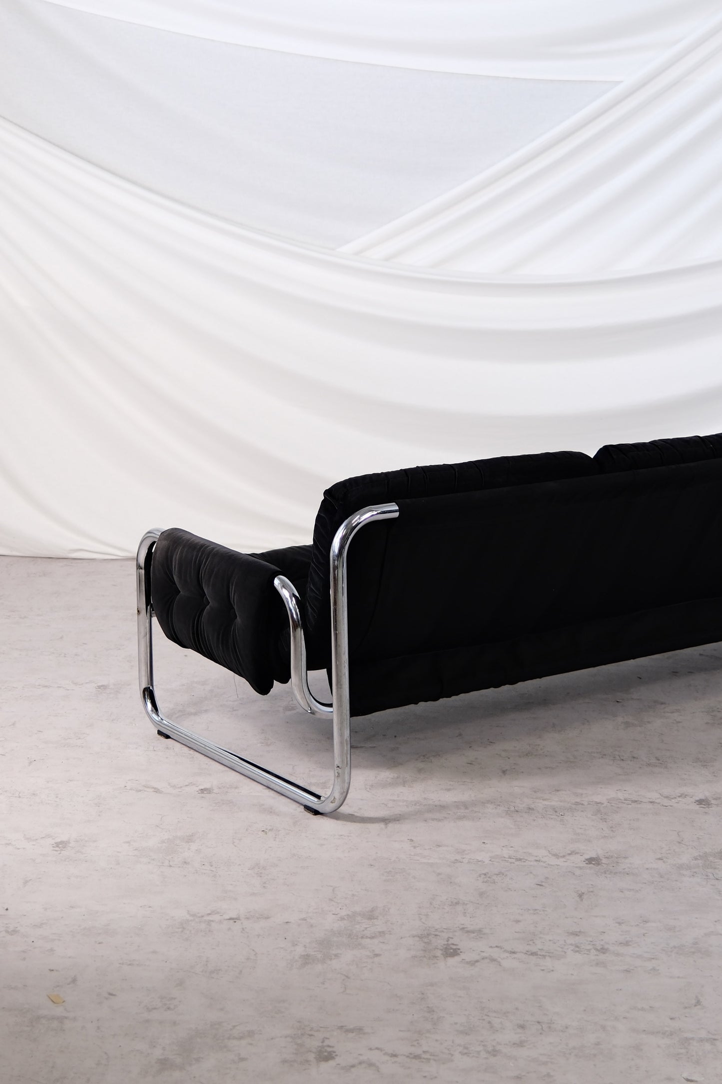 IKEA Borkum 3-Seater Sofa, Black Velvet, Johan Bertil Häggström, 1970s
