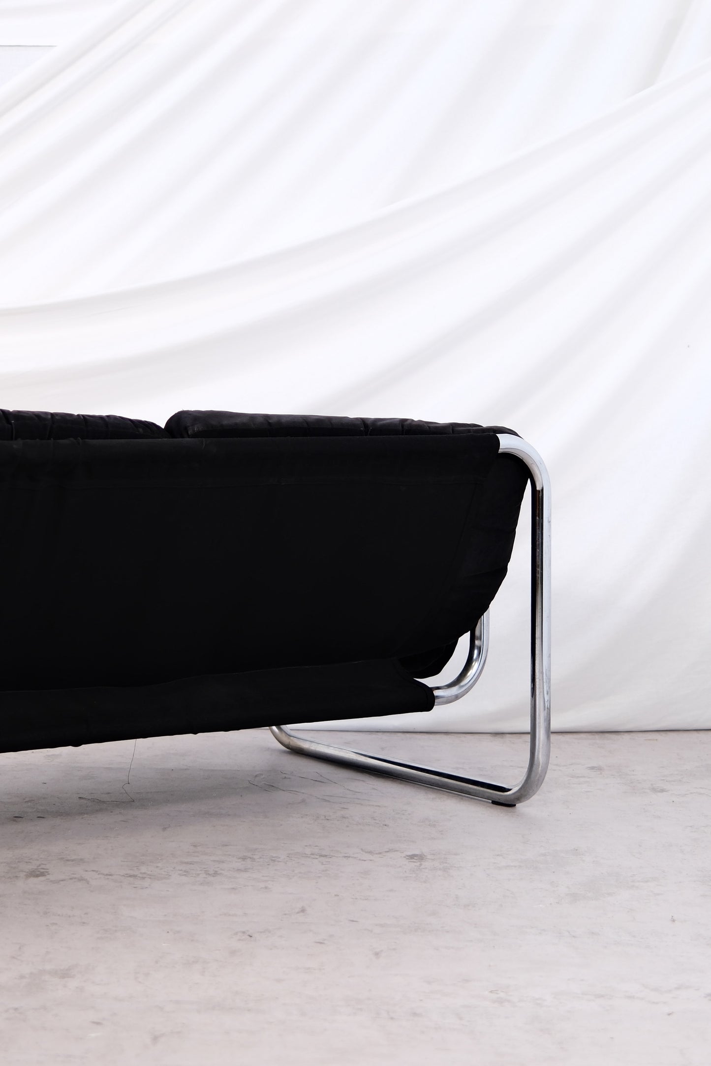 IKEA Borkum 3-Seater Sofa, Black Velvet, Johan Bertil Häggström, 1970s