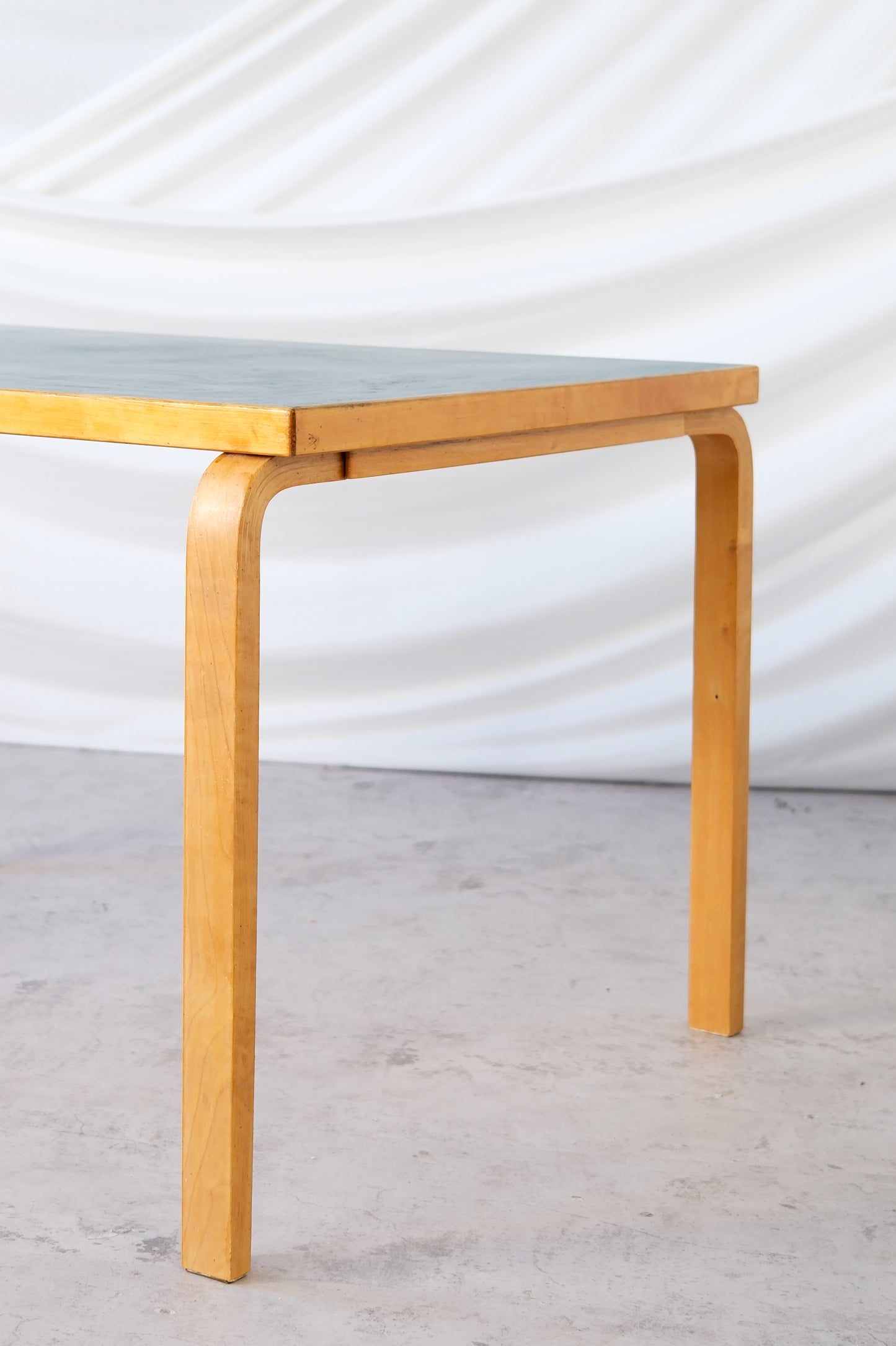 Artek Dining Table with Blue Linoleum Top, 1950s