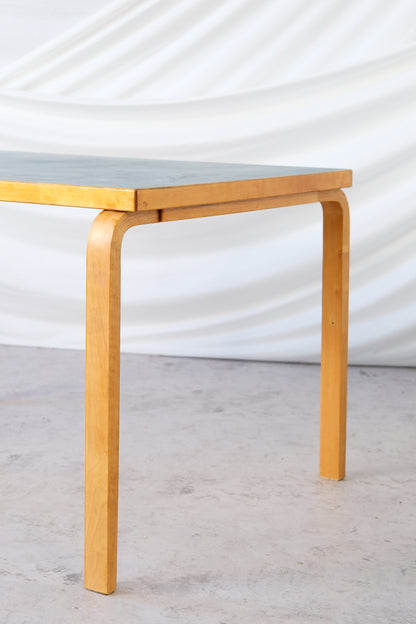 Artek Dining Table with Blue Linoleum Top, 1950s