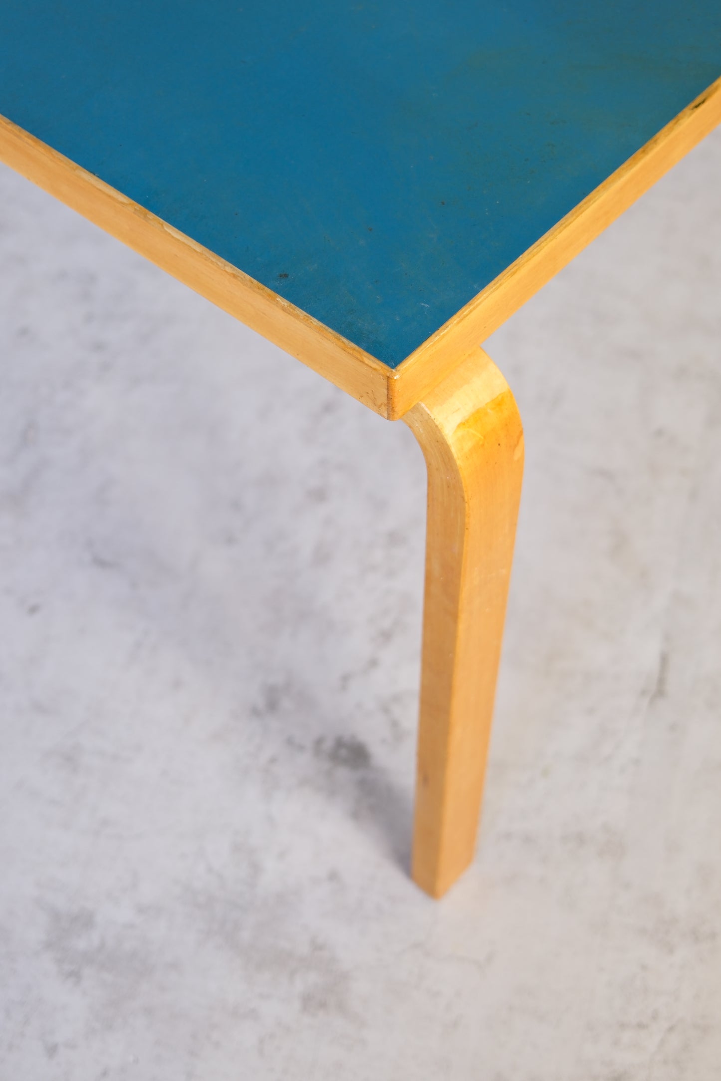 Artek Dining Table with Blue Linoleum Top, 1950s