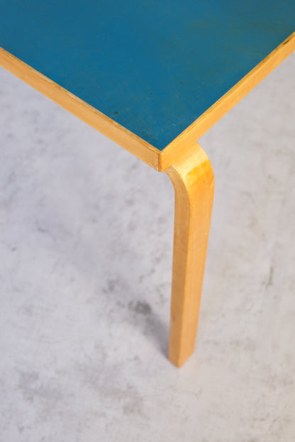 Artek Dining Table with Blue Linoleum Top, 1950s