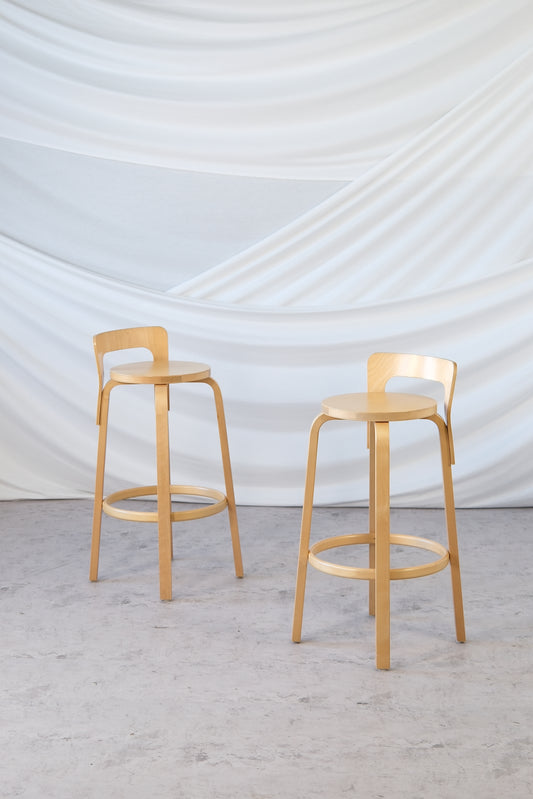 Artek 64 Bar Stools with Backrest by Alvar Aalto, 2006