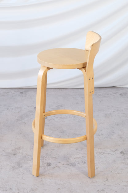 Artek 64 Bar Stools with Backrest by Alvar Aalto, 2006