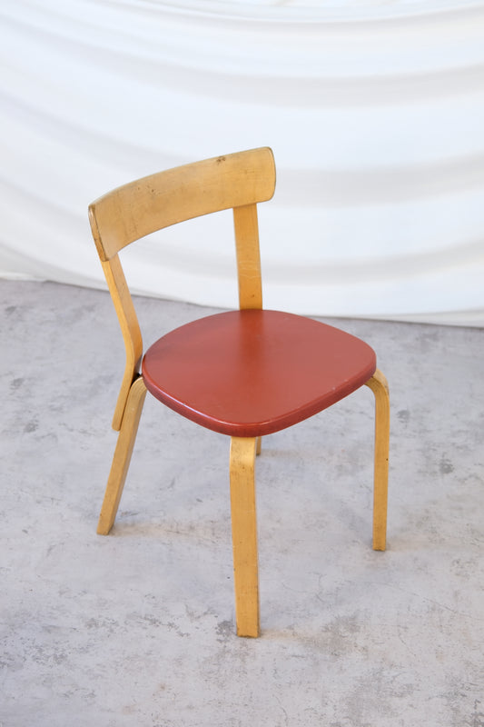 Artek 69 Chairs Red Leather Upholstery