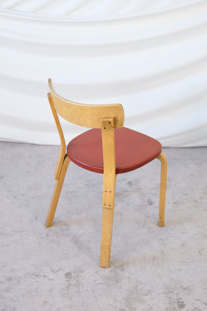 Artek 69 Chairs Red Leather Upholstery