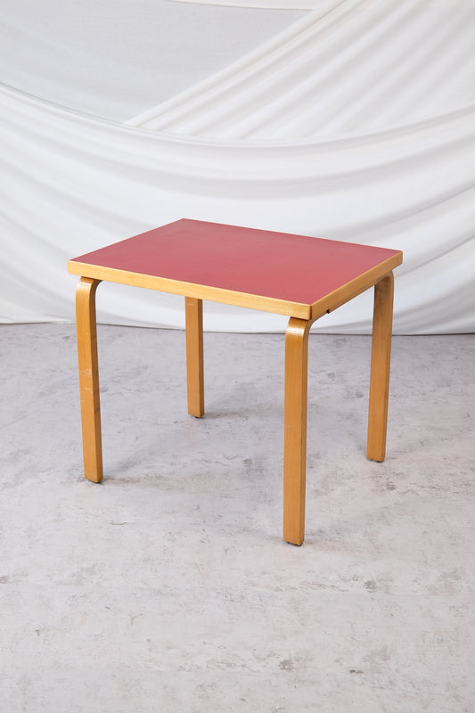 Alvar Aalto Table with Red Linoleum Top, 1950s