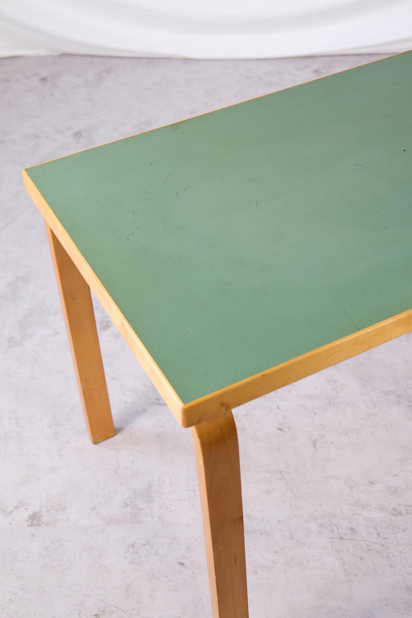 Alvar Aalto Table with Green Linoleum Top, 1950s