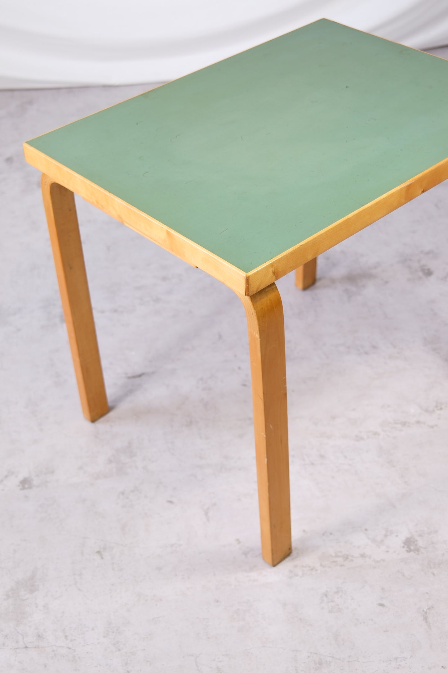 Alvar Aalto Table with Green Linoleum Top, 1950s