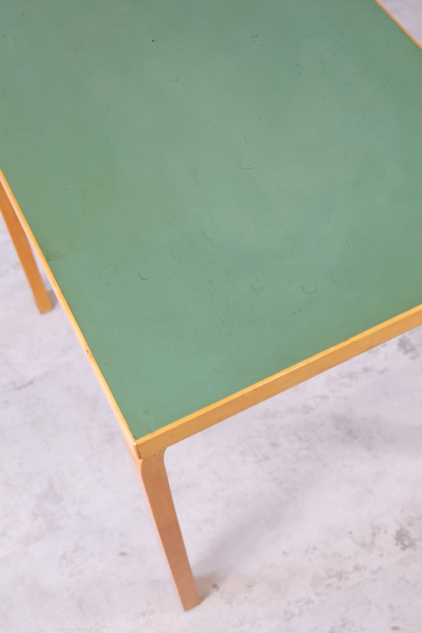 Alvar Aalto Table with Green Linoleum Top, 1950s