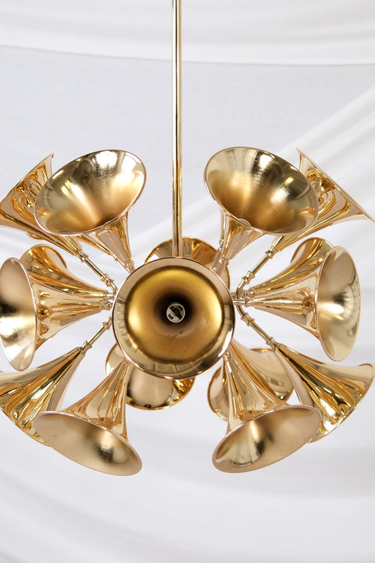 Trumpet Chandelier in Polished Metal